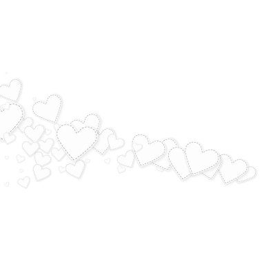 White heart love confettis. Valentine's day comet exceptional background. Falling stitched paper hearts confetti on white background. Delicate vector illustration. clipart