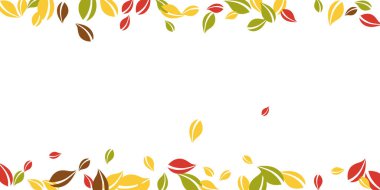 Sonbahar yaprakları dökülüyor. Kırmızı, sarı, yeşil, kaotik yapraklar uçuşuyor. Beyaz fevkalade bir arka planda kenarları renkli yapraklar. Okul satışına geri dönmek harika..