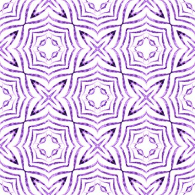 El çizimi yeşil mozaik pürüzsüz sınır. Mor yaratıcı boho şık yaz tasarımı. Mozaik kusursuz desen. Tekstil hazır muhteşem baskı, mayo kumaş, duvar kağıdı, ambalaj..