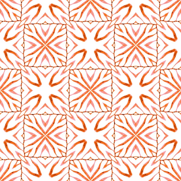 Textile ready cool print, swimwear fabric, wallpaper, wrapping. Orange magnificent boho chic summer design. Organic tile. Trendy organic green border.