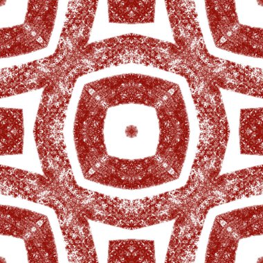 Mozaik kusursuz desen. Şarap kırmızısı simetrik kaleydoskop arka planı. Tekstil hazır, temiz baskı, mayo kumaş, duvar kağıdı, ambalaj. Retro mozaik pürüzsüz tasarım.
