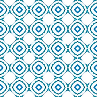 Tekstil hazır zarif baskı, mayo kumaş, duvar kağıdı, ambalaj. Mavi stil boho şık yaz tasarımı. Etnik elle boyanmış desen. Suluboya yaz etnik sınır düzeni.