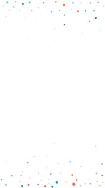 Beyaz arka planda suluboya konfeti. Canlı gökkuşağı renkli noktalar. Mutlu kutlamalar yüksek renkli parlak kart. Göz kamaştırıcı el boyaması konfeti..