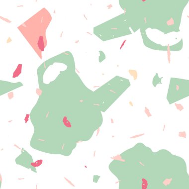 Terrazzo kusursuz desen. İç dekorasyon için minimalist döşeme taşı. Terrazzo pürüzsüz desenli, serin renklerde. Doğal taşlardan, granitten, kuvarstan, mermerden, betondan yapılmış arkaplan. 