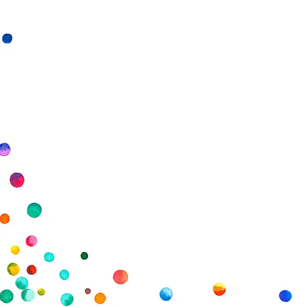 Watercolor Confetti White Background Actual Rainbow Colored Dots Happy Celebration — Stock Photo, Image