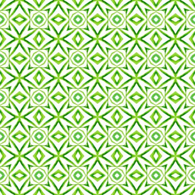 Tekstil hazır tuhaf baskılar, mayo kumaş, duvar kağıdı, ambalaj. Yeşil şaşırtıcı boho şık yaz tasarımı. Çizgili el çizimi tasarımı. Çizgili çizgili sınır çizgisi tekrarlanıyor.