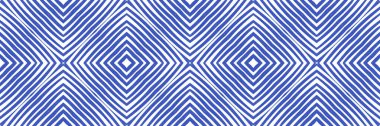 Geometrik dikişsiz desen. İndigo simetrik kaleydoskop arka planı. El çizimi geometrik kusursuz tasarım. Arka plan için inanılmaz dekoratif tasarım ögesi.