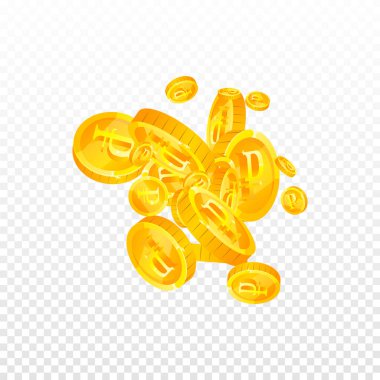 Rus rublesi düşüyor. Dağınık bozuk paraları cezbediyor. Rusya parası. Büyük ikramiye, servet ya da başarı konsepti. Vektör illüstrasyonu.