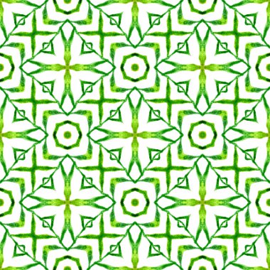 Suluboya madalyonu, kusursuz sınır. Yeşil zarif boho şık yaz tasarımı. Tekstil hazır güçlü baskı, mayo kumaş, duvar kağıdı, ambalaj. Madalyon pürüzsüz desen.