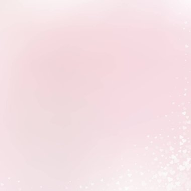 Beyaz kalp konfetileri sever. Sevgililer Günü duygusal geçmişi. Hassas arka planda şeffaf kalp konfetileri. Hoş vektör illüstrasyonu.