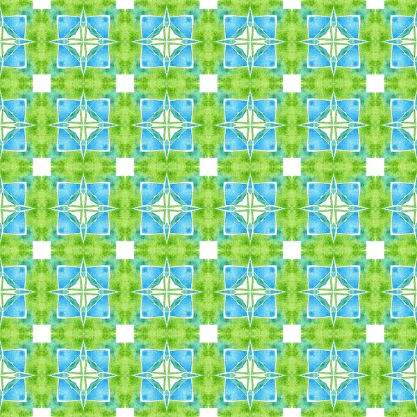 Медальйон Безшовний Візерунок Зелений Гідний Бухо Шикарний Літній Дизайн Текстиль — стокове фото