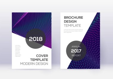 Modern kapak tasarım şablonu. Koyu mavi arkaplanda neon soyut çizgiler. Olağanüstü kapak tasarımı. Güzel katalog, poster, kitap şablonu vs..