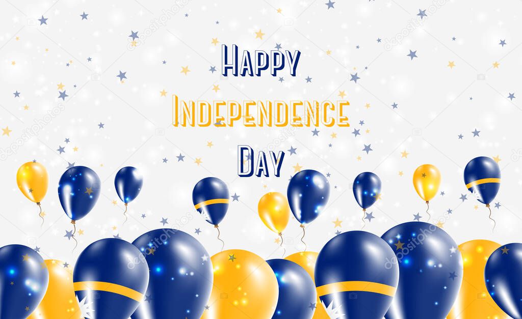 Nauru Independence Day Patriotic Design. Balloons in Nauruan National Colors. Happy Independence Day Vector Greeting Card.