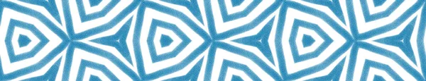 Mozaïek Naadloze Grens Blauwe Symmetrische Caleidoscoop Achtergrond Bizarre Decoratieve Design — Stockfoto
