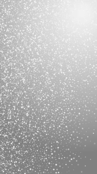 驚くべき秋の星クリスマスの背景 灰色の背景に小さな飛行雪のフレークと星 冬の銀雪の結晶オーバーレイテンプレートを楽しんでいます 縦の印象的なイラスト — ストックベクタ