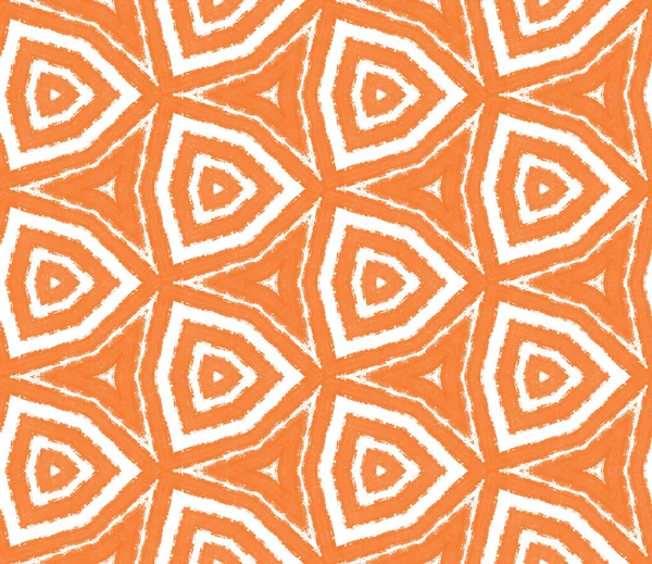 Arabeske Handgezeichnetes Muster Orange Symmetrischer Kaleidoskop Hintergrund Handgezeichnetes Design Aus — Stockfoto