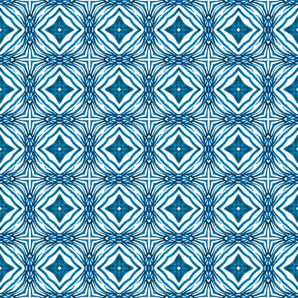 Hand drawn tropical seamless border. Blue beauteous boho chic summer design. Textile ready bewitching print, swimwear fabric, wallpaper, wrapping. Tropical seamless pattern.