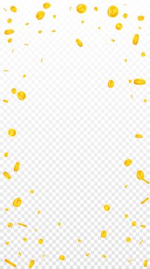 İngiliz sikkeleri düşüyor. Dağınık GBP sikkelerine başvuruluyor. İngiltere parası. Büyük ikramiye, servet ya da başarı konsepti. Vektör illüstrasyonu.