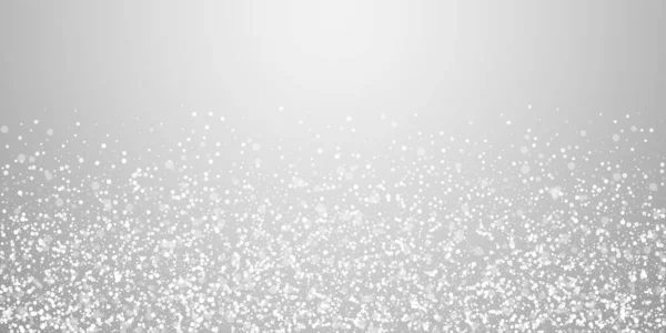 魔法の星はクリスマスの背景を疎かにする 淡い灰色の背景に小さな空飛ぶ雪のフレークと星 美しい冬の銀雪の結晶オーバーレイテンプレート 好条件ベクトルイラスト — ストックベクタ