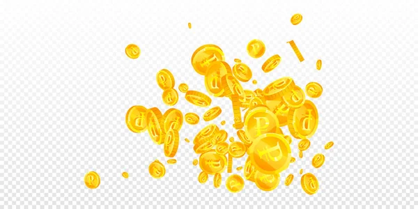 Russian Ruble Coins Falling Flawless Scattered Rub Coins Russia Money — Vector de stock