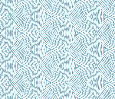 Geometrik dikişsiz desen. Mavi simetrik kaleydoskop. El çizimi geometrik kusursuz tasarım. Tekstil hazır görkemli baskı, mayo kumaş, duvar kağıdı, ambalaj..