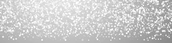 Magische Sterren Kerst Achtergrond Subtiele Vliegende Sneeuwvlokken Sterren Grijze Achtergrond — Stockvector