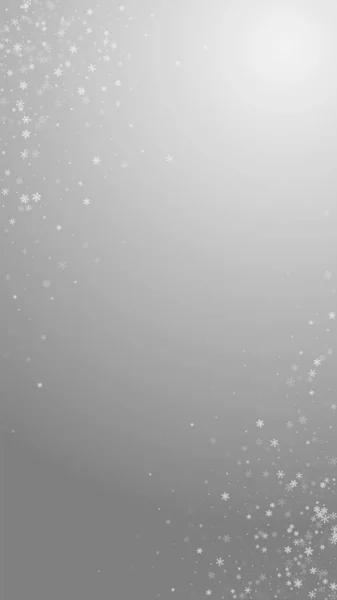 Beautiful Snowfall Christmas Background Subtle Flying Snow Flakes Stars Grey — Stock vektor