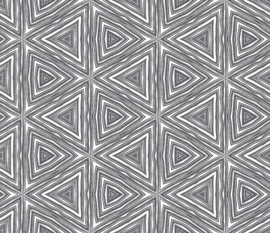 Dokulu çizgili desen. Siyah simetrik kaleydoskop. Tekstil hazır Gerçek baskı, mayo kumaş, duvar kağıdı, ambalaj. Moda desenli çizgiler tasarımı.