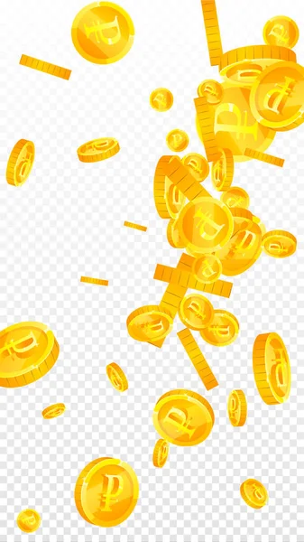 ロシアのルーブル硬貨が落ちる 記憶に残る散乱Rubコイン ロシアのお金 ジャックポット または成功の概念を切り替えること ベクターイラスト — ストックベクタ