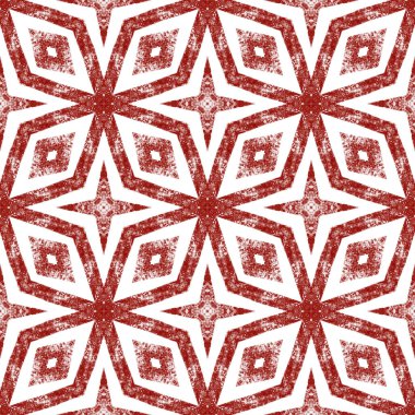 Döşemeli suluboya deseni. Şarap kırmızısı simetrik kaleydoskop arka planı. Tekstil hazır şirin baskı, mayo kumaş, duvar kağıdı, ambalaj. Elle boyanmış suluboya pürüzsüz.