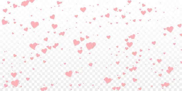 ピンクのハートの愛の告白 バレンタインデーの雨の対称的な背景の下落 透明感のある背景に縫い付けられた紙のハートのコンフェッティ 感情的なベクターイラスト — ストックベクタ