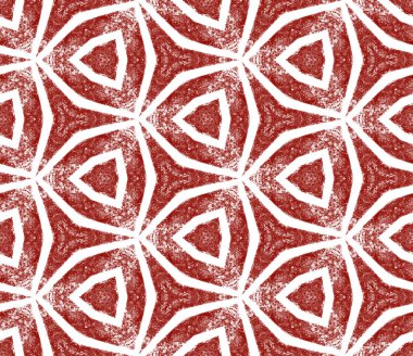 Çizgili el çizimi desen. Kestane rengi simetrik kaleydoskop. Çizgili elle çizilmiş fayans tekrarlanıyor. Tekstil hazır tuhaf baskı, mayo kumaş, duvar kağıdı, ambalaj..