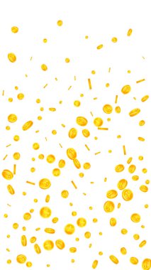 Çin Yuan paraları düşüyor. Dağınık CNY bozuk paralarını memnun etmek. Çin parası. Modern ikramiye, servet ya da başarı konsepti. Vektör illüstrasyonu.