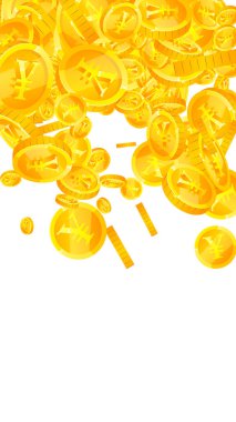 Çin Yuan paraları düşüyor. Pozitif dağınık NY paraları. Çin parası. Gerçek ikramiye, servet ya da başarı konsepti. Vektör illüstrasyonu.