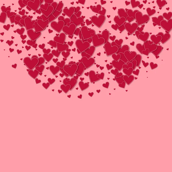 Corazón Rojo Ama Los Confettis Día San Valentín Semicírculo Fondo — Vector de stock