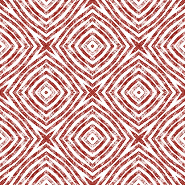 Striped hand drawn pattern. Wine red symmetrical kaleidoscope background. Repeating striped hand drawn tile. Textile ready unusual print, swimwear fabric, wallpaper, wrapping.