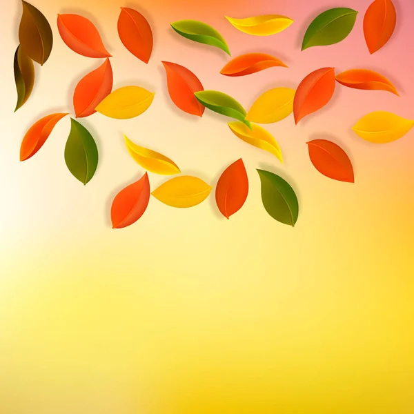 Fallende Herbstblätter Rote Gelbe Grüne Braune Saubere Blätter Fliegen Halbkreis — Stockvektor