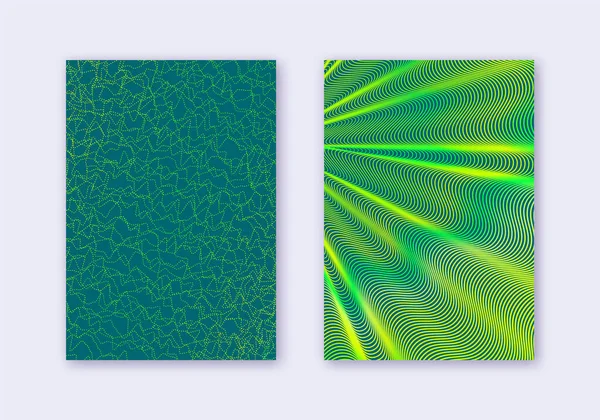 Cover Design Template Set Abstract Lines Modern Brochure Layout Green — Vetor de Stock
