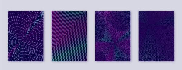 Art Business Card Abstract Lines Modern Brochure Template Neon Vibrant — Stockvektor