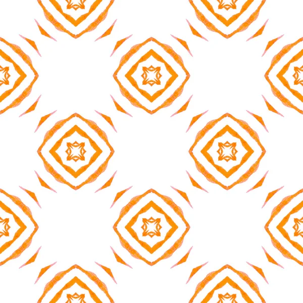 Watercolor Ikat Repeating Tile Border Orange Flawless Boho Chic Summer — Stock Photo, Image