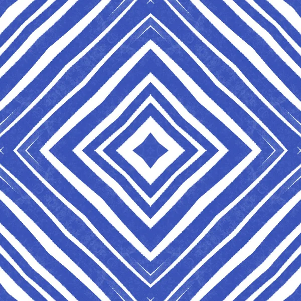 Mosaic Seamless Pattern Indigo Symmetrical Kaleidoscope Background Textile Ready Interesting — ストック写真