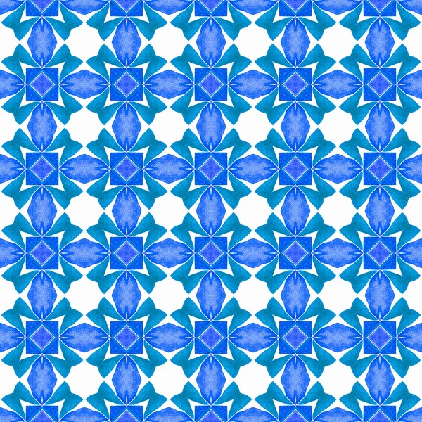 Aquarell Medaillon Nahtlose Bordüre Blaues Gut Aussehendes Boho Chic Sommerdesign — Stockfoto