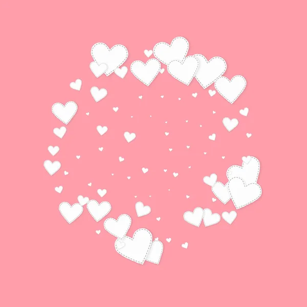 White Heart Love Confettis Valentine Day Frame Excellent Background Falling — Stock Vector