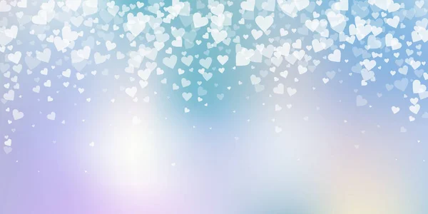 Белое Сердце Любит Конфетти День Святого Валентина Проливной Дождь Заманчивый — стоковый вектор