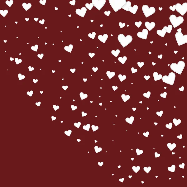White Heart Love Confettis Valentine Day Corner Memorable Background Falling — Stockvektor