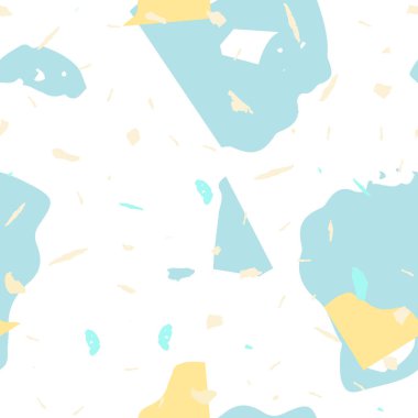 Terrazzo kusursuz desen. Mavi klasik döşeme dokusu. Terrazzo pürüzsüz desenli, serin renklerde. Doğal taşlardan, granitten, kuvarstan, mermerden, betondan yapılmış arkaplan. 