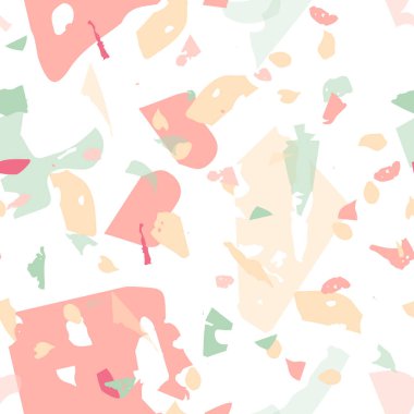 Terrazzo kusursuz desen. Modern klasik döşeme dokusu. Terrazzo pürüzsüz desenli, serin renklerde. Doğal taşlardan, granitten, kuvarstan, mermerden, betondan yapılmış arkaplan. 