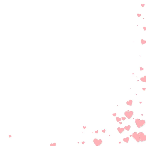 Rosa Herzen Lieben Konfettis Valentinstag Ecke Atemberaubenden Hintergrund Fallen Bestickte — Stockvektor