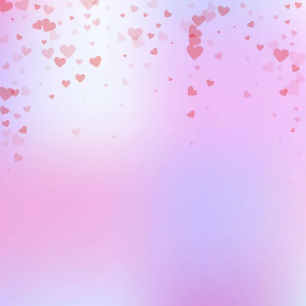 Coração Vermelho Amor Confettis Dia Dos Namorados Cair Chuva Fundo — Vetor de Stock