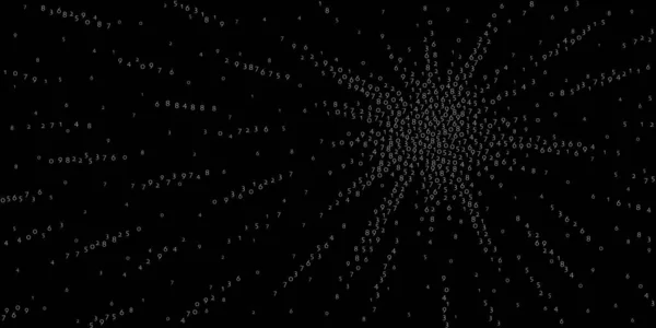 減少する数字 ビッグデータの概念 バイナリホワイトの飛行桁 黒の背景に優れた未来的なバナー 数字が落ちているデジタルベクトル図 — ストックベクタ